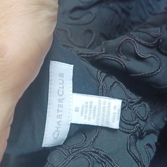 Charter Club Lace Fit & Flare Silk & Linen Textured Dress, v-neck, 17" ptp - Picture 7 of 7